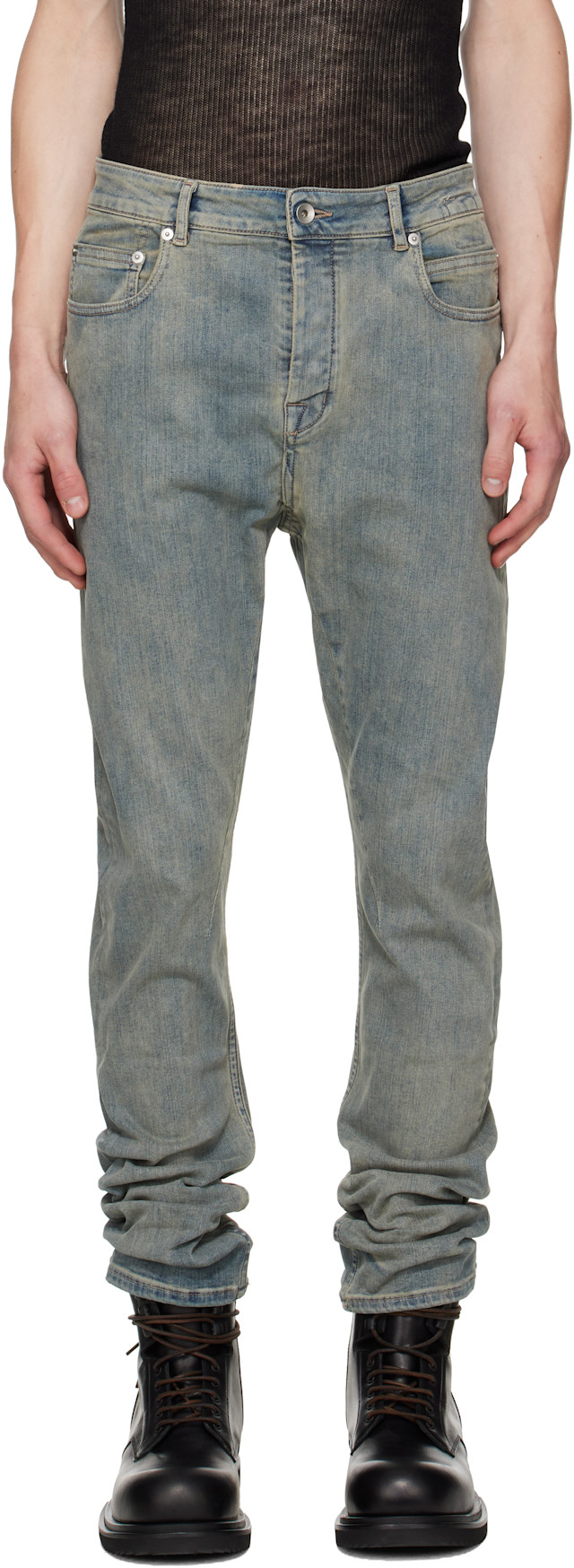 新品【Rick Owens DRKSHDW】Detroit Cut Denim Rick Owens DRKSHDW: Blue Tower Detroit Cut Jeans | SSENSE