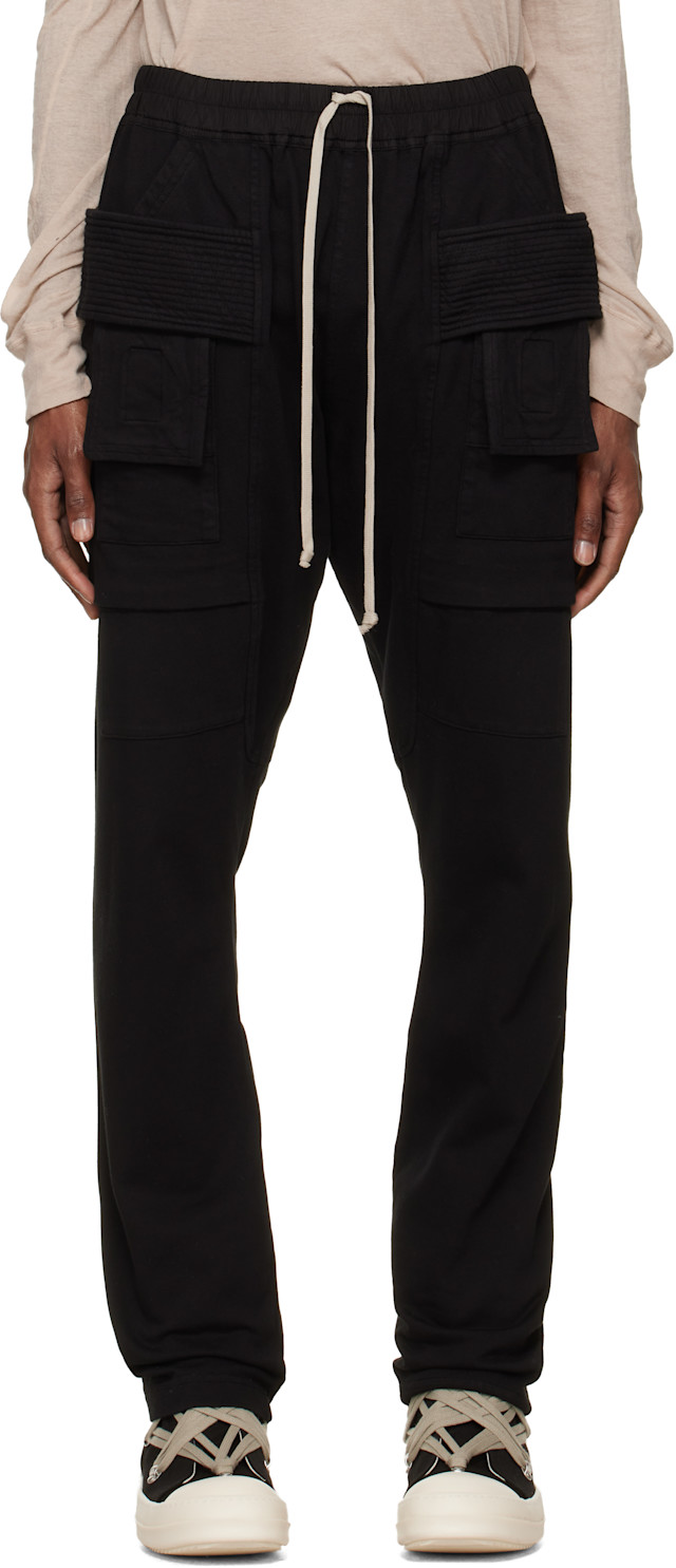 Rick Owens DRKSHDW: ブラック Tower Creatch ドローストリング カーゴ