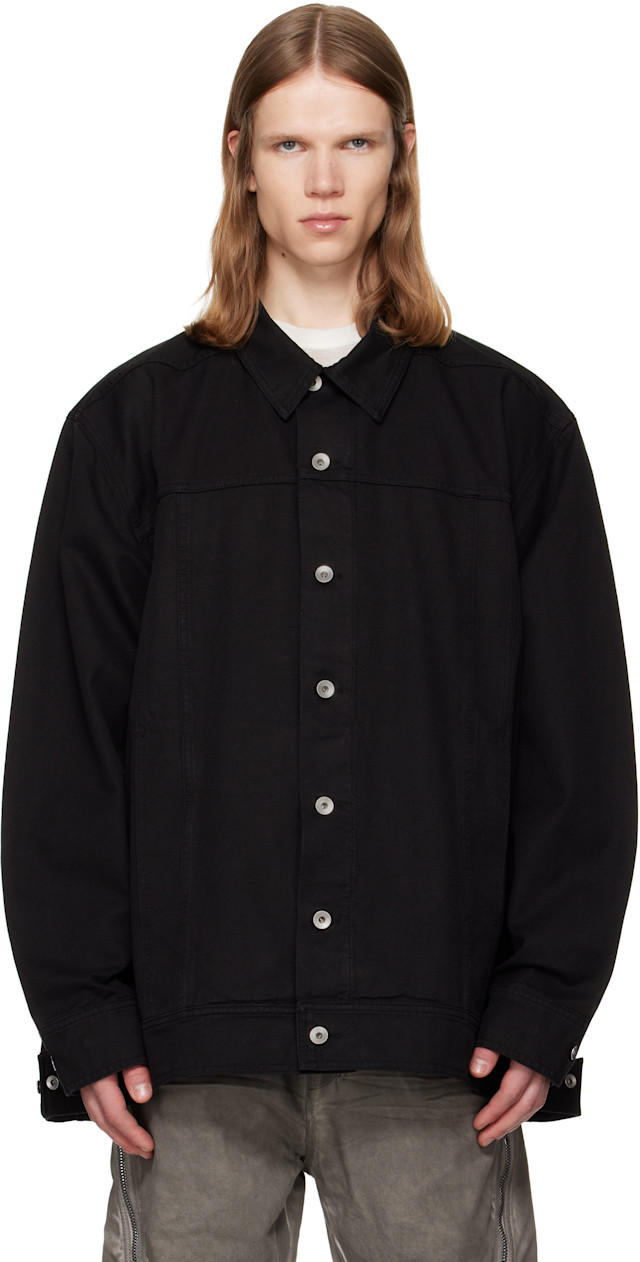 Rick Owens SS19 Rod Cut Out Jacket 黒 Rick Owens DRKSHDW: Black Tower Jumbo Worker Jacket | SSENSE