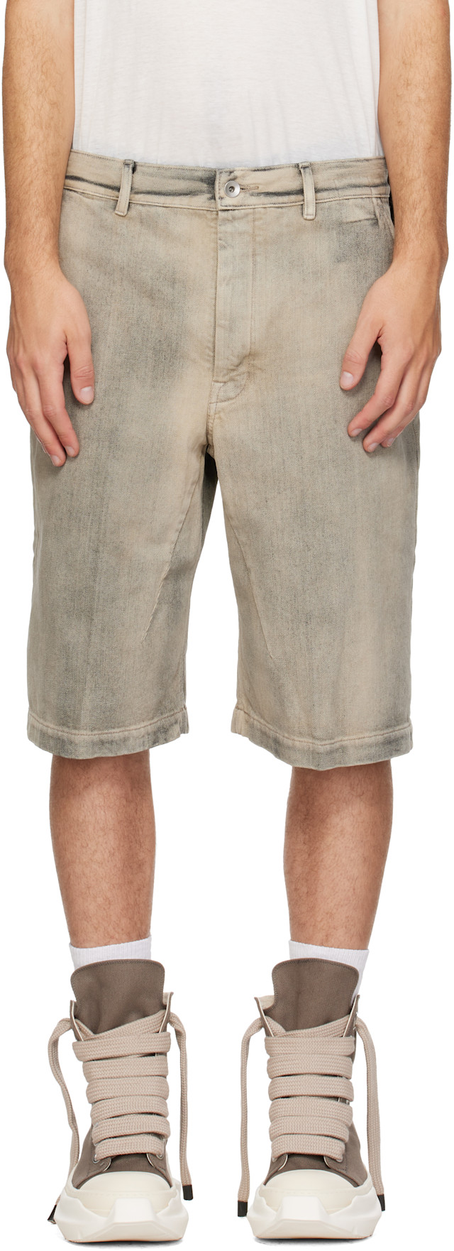 Rick Owens DRKSHDW: グレー Tower Work デニムショートパンツ