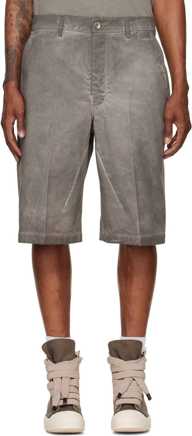 RICK OWENS DRKSHDW グレーデニムショートパンツ Rick Owens DRKSHDW: Gray Tower Work Denim Shorts | SSENSE