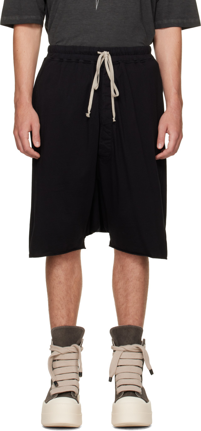 Rick Owens DRKSHDW: ブラック Tower Drawstring Pods ショートパンツ