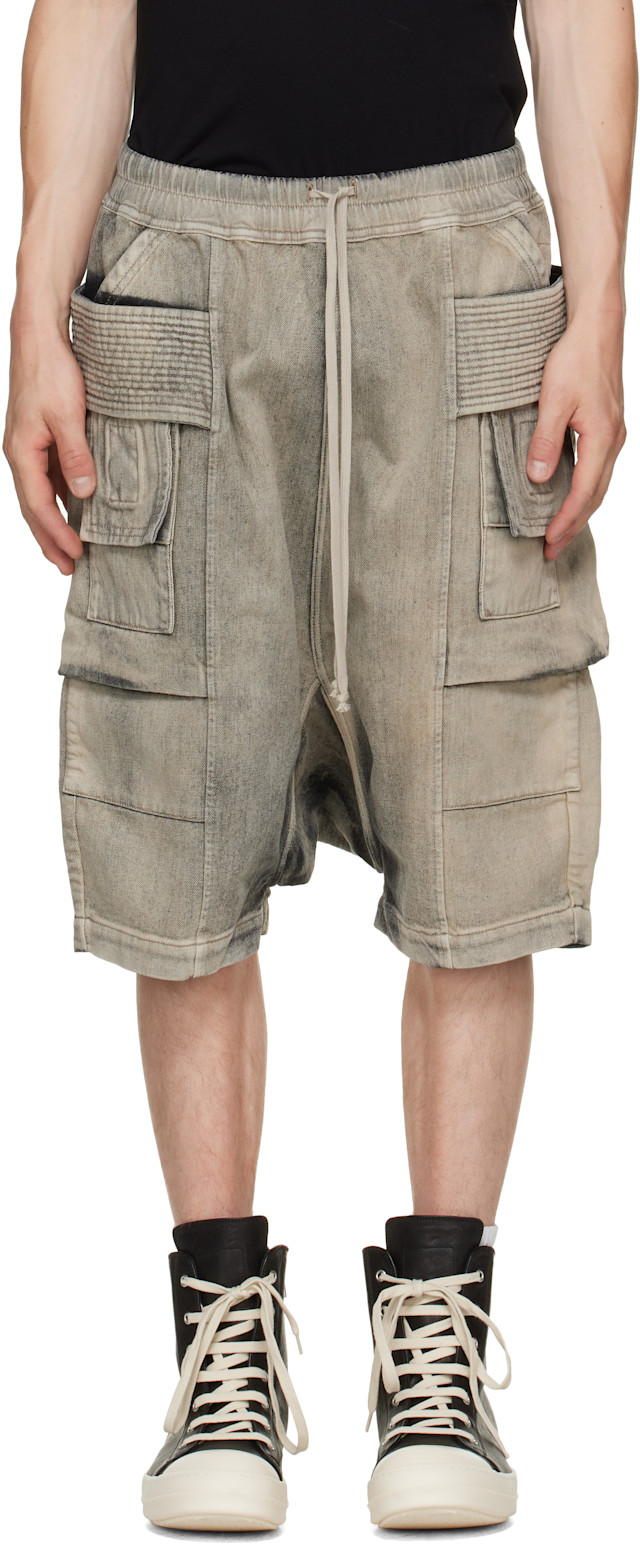 Rick Owens DRKSHDW: Tan Tower Creatch Cargo Pods Shorts | SSENSE