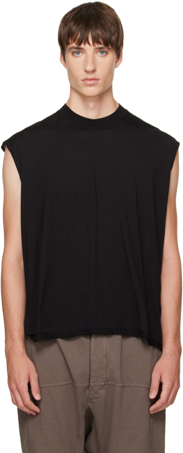 Rick Owens DRKSHDW: ブラック Tower Cropped Tarp Tシャツ | SSENSE 日本