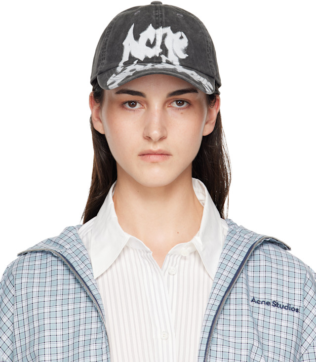 Acne Studios: グレー Gothic Logo キャップ | SSENSE 日本