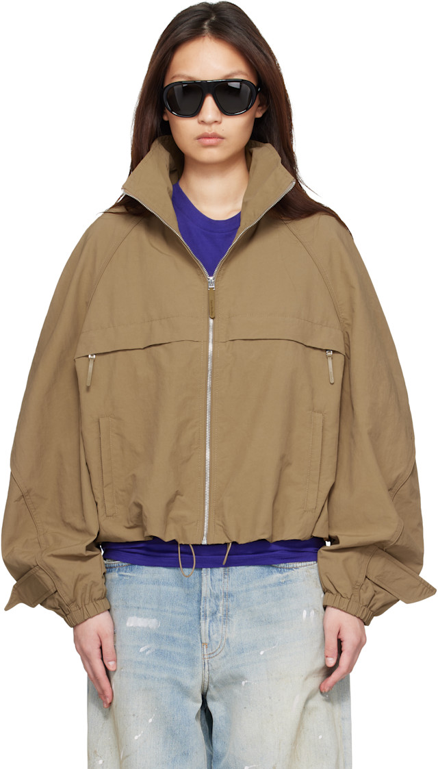 Acne Studios: タン ナイロン ロゴ ジャケット | SSENSE 日本