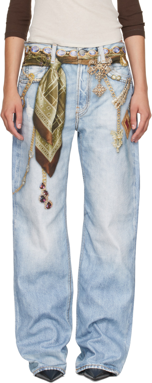 Acne Studios: Blue Trompe-L'Oeil Jewellery Jeans | SSENSE