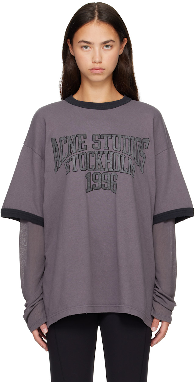 acne ダメージレイヤードTシャツ acne-studios-gray-layered-