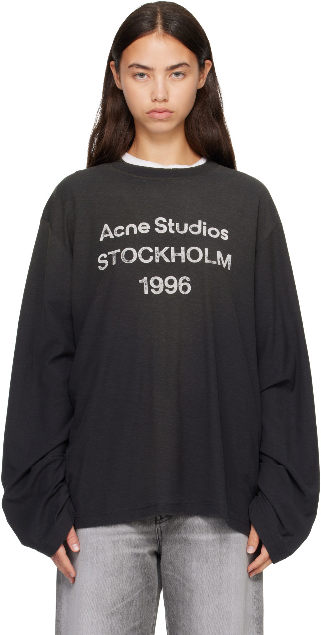 Acne Studios: Black Sprayed '1996' Logo T-shirt | SSENSE