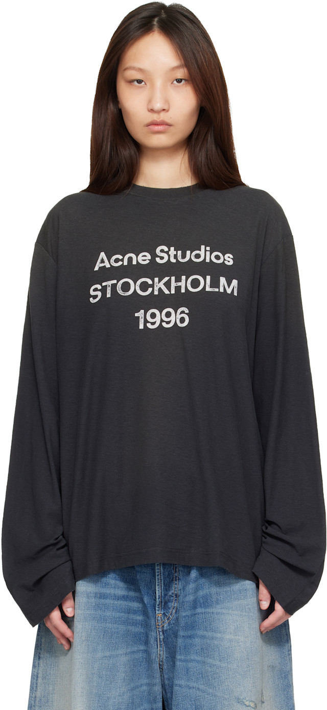 Acne Studios: Black Sprayed 1996 Logo T-shirt | SSENSE