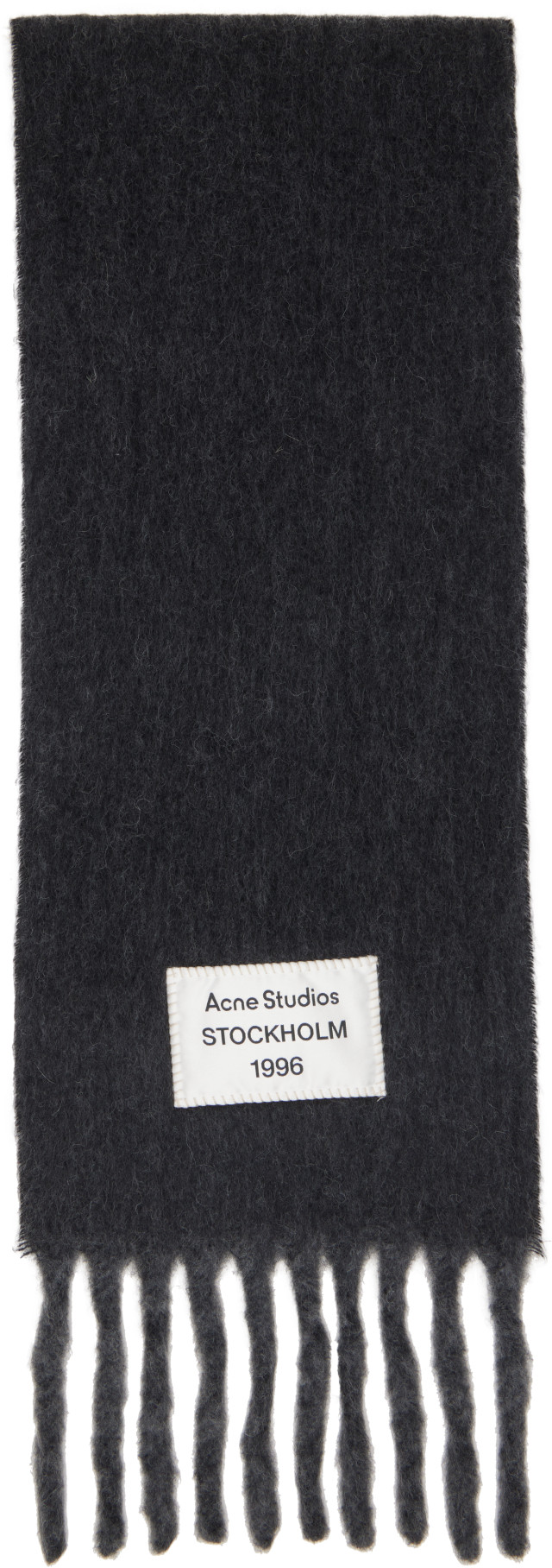 Acne Studios ウール バイカラーロゴ マフラー イタリア製　最終値下 Acne Studios: グレー バイカラー アルパカ マフラー | SSENSE 日本