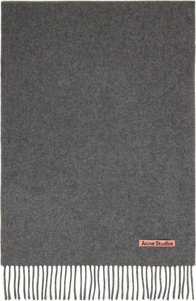 Acne Studios: グレー Fringed Wool マフラー | SSENSE 日本