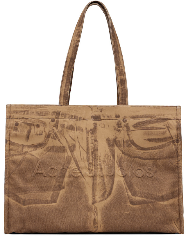 Acne Studios: Tan Logo Shopper Tote | SSENSE Taiwan