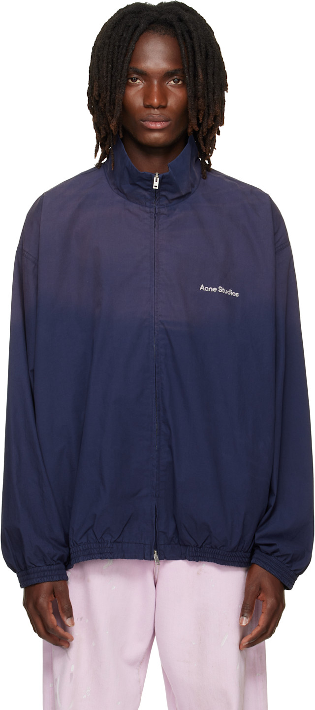 Acne Studios: Navy Washed Logo Jacket | SSENSE