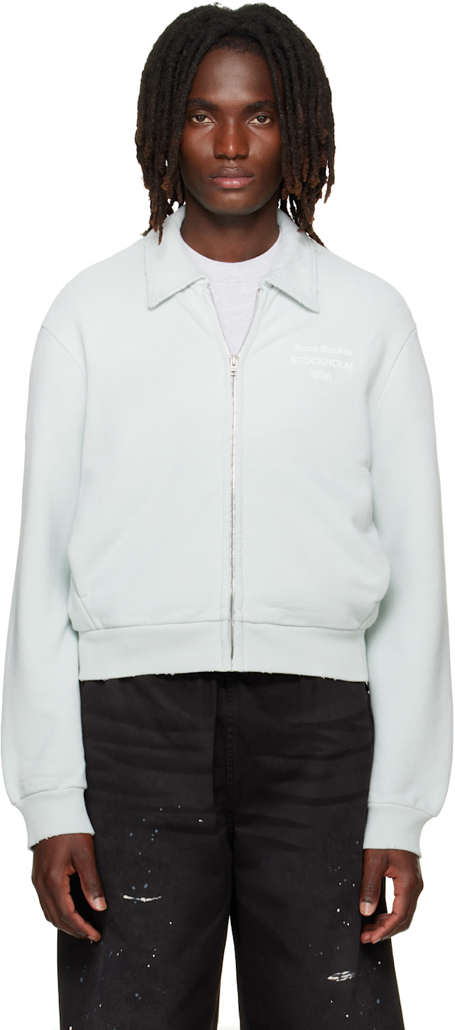 Acne Studios: Green Zip Sweatshirt | SSENSE