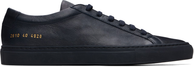 Common Projects: Navy Achilles Premium Leather Sneakers | SSENSE