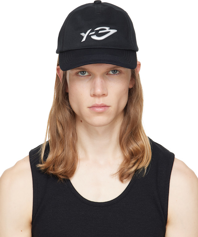 Y-3: ブラック グラフィックロゴ キャップ | SSENSE 日本