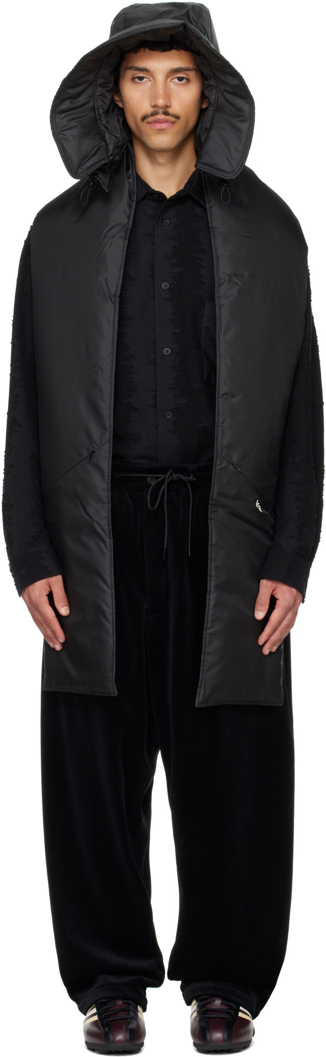 小物 CH3 NYL HOODED SCARF Y-3: Black Padded Hooded Scarf | SSENSE