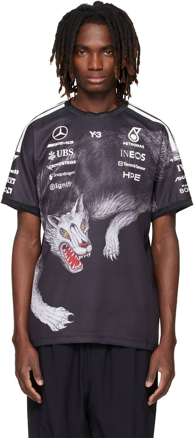 Y-3: ブラック Mercedes-AMG F1エディション Driver Tシャツ | SSENSE 日本