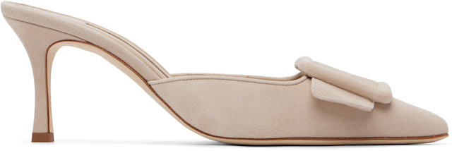 MANOLO BLAHNIK ミュール Maysale メイセール37 ベージュ Manolo Blahnik: Beige Maysale Heels | SSENSE