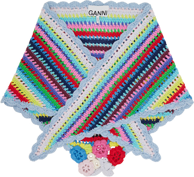 GANNI: Multicolor Striped Crochet Scarf | SSENSE