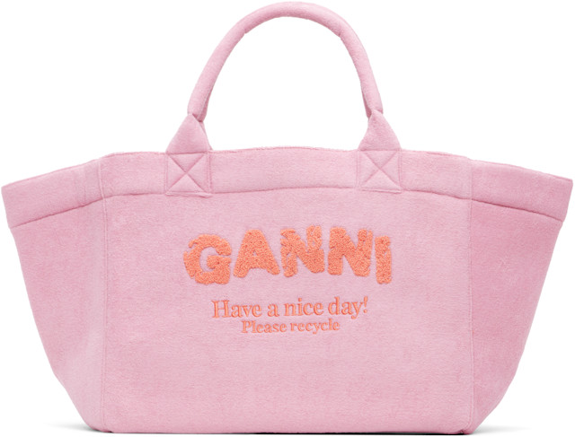 GANNI: Pink & Orange Reversible XXL Tote | SSENSE