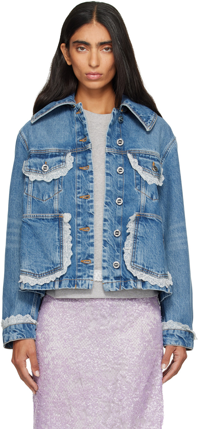 GANNI　ガニー　バルーンスリーブ　デニムジャケット　Gジャン　ライトブルー ganni-blue-rigid-lace-denim-