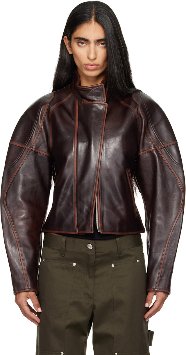 Helmut Lang: Brown Saddle Leather Jacket | SSENSE