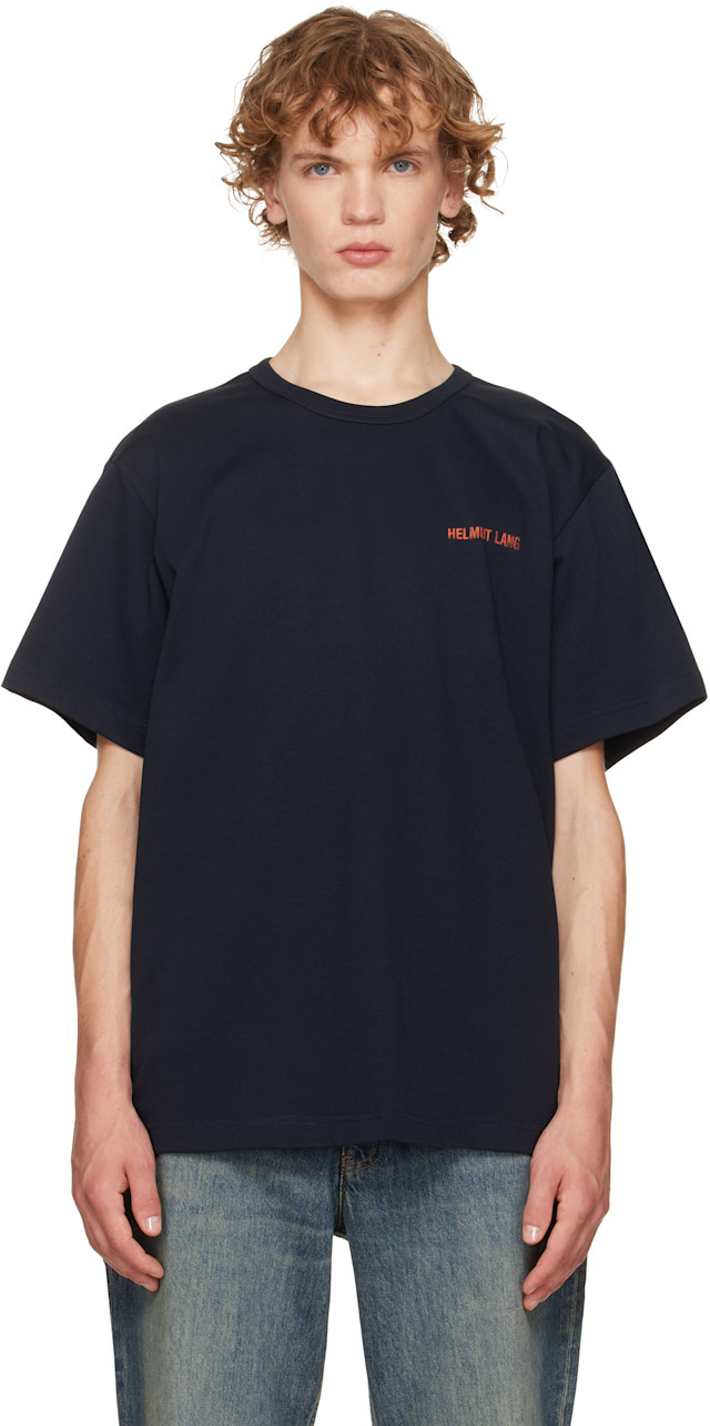 Helmut Lang: Navy Logo T-shirt | SSENSE
