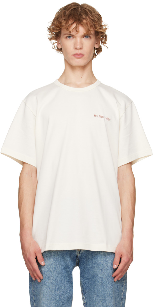 Helmut Lang: オフホワイト ロゴ Tシャツ | SSENSE 日本