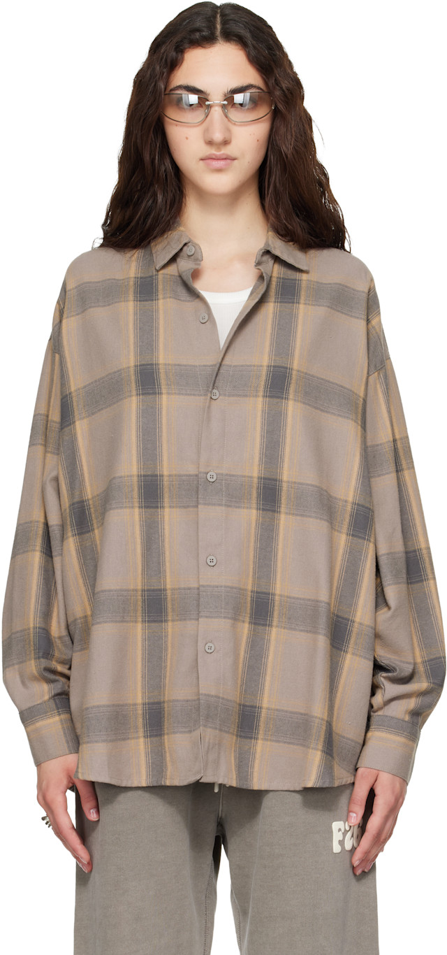 セール FEAR OF GOD FLANNEL SHIRT SSENSE Fear of God ESSENTIALS: Taupe Button Up Shirt | SSENSE