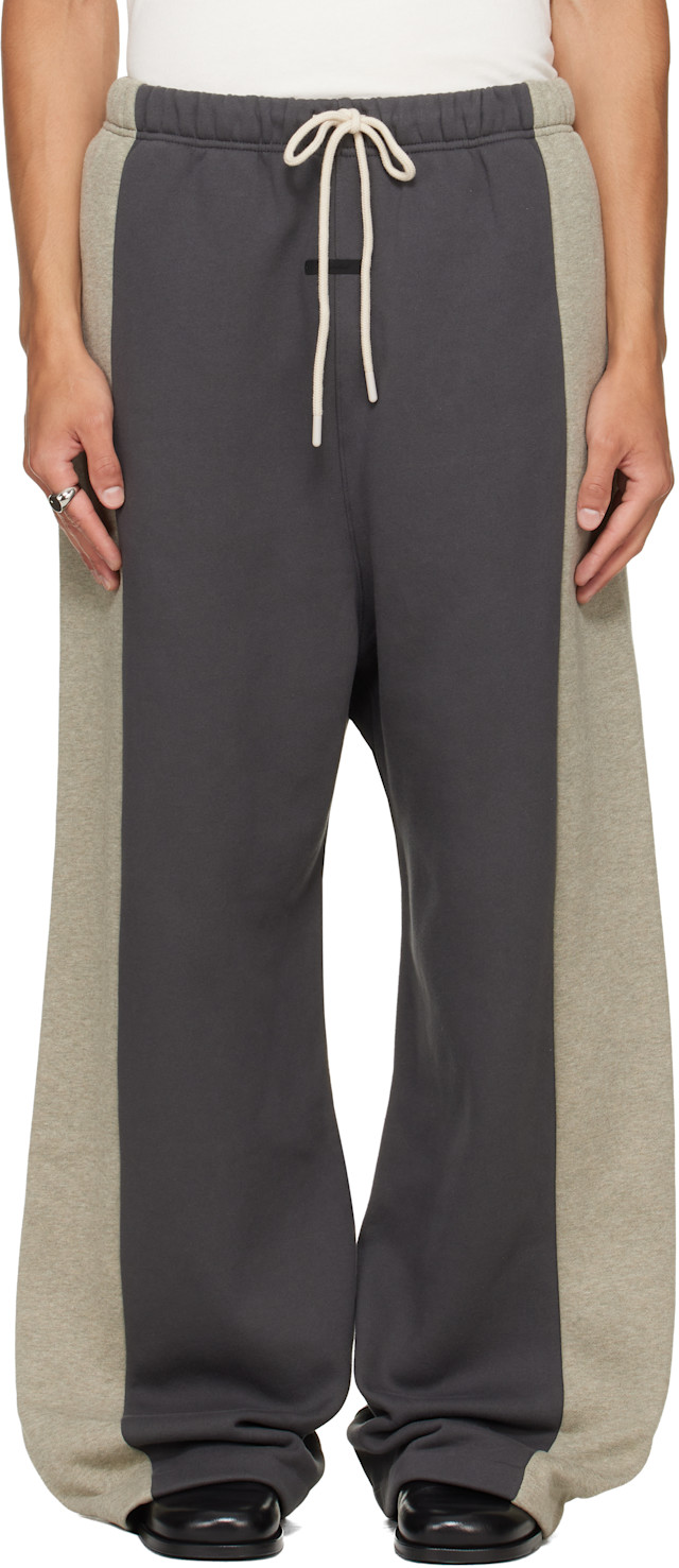 fog essentials paneled pants grey サイズM Fear of God ESSENTIALS: Gray Paneled Lounge Sweatpants | SSENSE