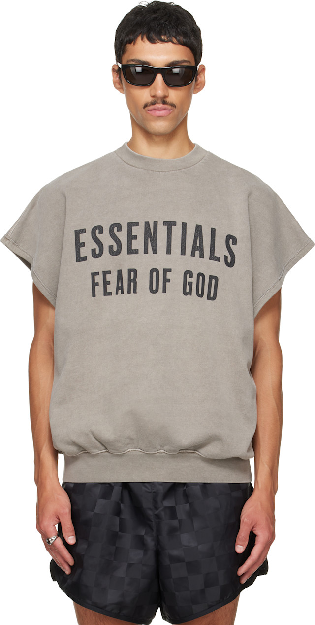 Fear of God ESSENTIALS: グレー Relaxed Fleece Cutoff スウェット