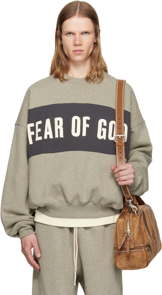 Fear of God ESSENTIALS: Gray Cropped Relaxed Panelled Sweatshirt