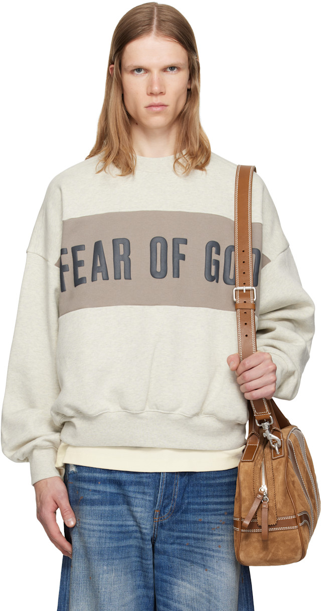 Fear of God ESSENTIALS: Gray Cropped Relaxed Panelled Sweatshirt