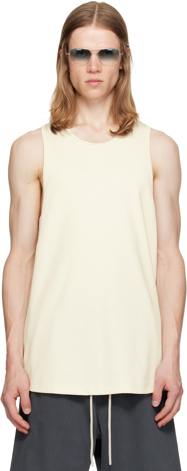 Fear of God ESSENTIALS: Off-White Ribbed Essential Tank Top | SSENSE