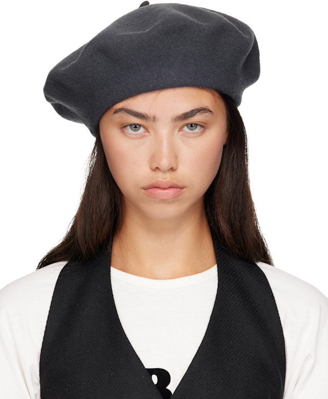 Maison Margiela: グレー 4-Stitch ウール ベレー帽 | SSENSE 日本
