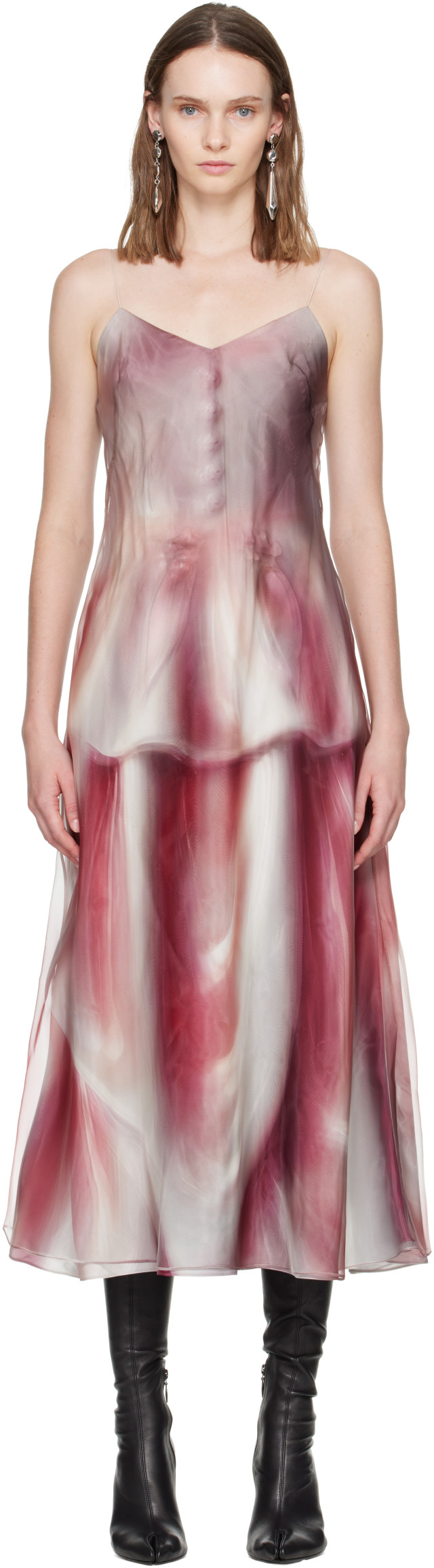 Maison Margiela: Pink Porcelain Print Midi Dress | SSENSE