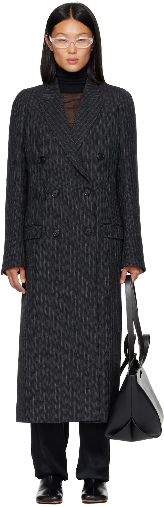 Maison Martin Margiel ダブルブレストコート maison-margiela-black-and-gray