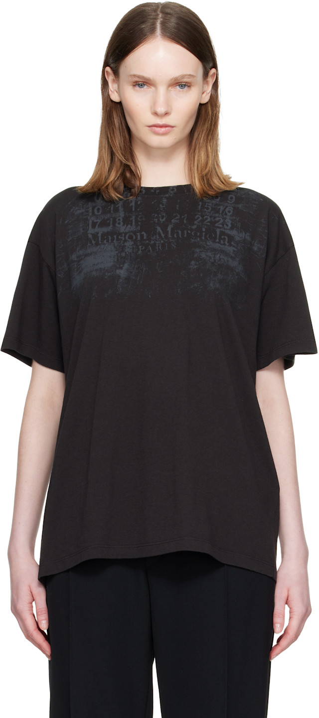 Maison Margiela: Black Numbers Regular T-shirt | SSENSE