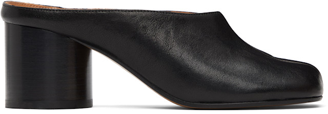 Maison Margiela: Black Tabi Décolleté Mule Heels | SSENSE