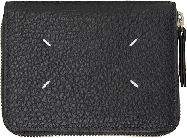 Maison Margiela: Black Four Stitches Small Zip Wallet | SSENSE