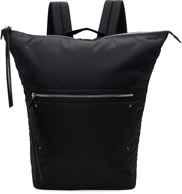 本物　Maison Margiela バックパック ブラック Maison Margiela: ブラック ジッパー バックパック | SSENSE 日本