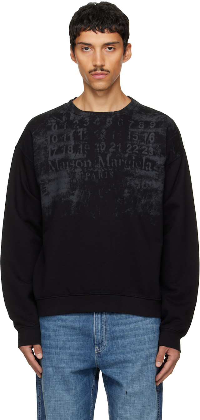 Maison Margiela 半袖ニット　スウェット Maison Margiela: Black Number Sweatshirt | SSENSE
