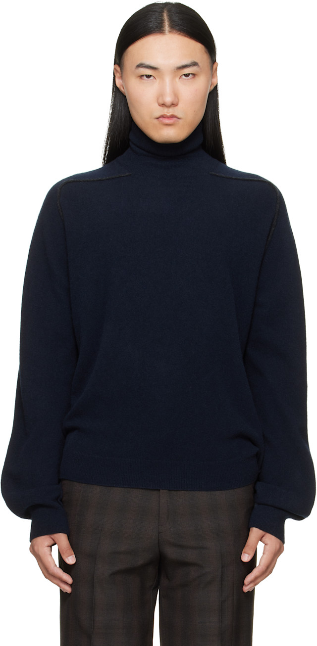 Madison Margiela ネイビー タートルネックセーター厚手 maison-margiela-navy-virgin-