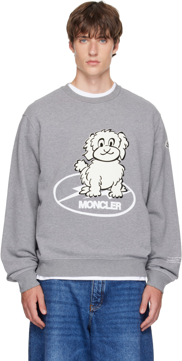 Moncler Genius: Moncler x Fragment グレー Dog Print コットン