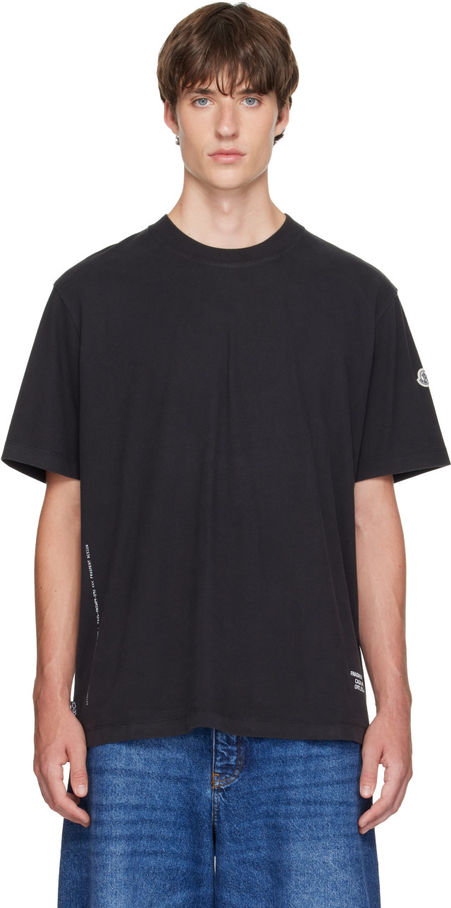 Moncler Genius: Moncler x Fragment Black Short Sleeve T-shirt | SSENSE