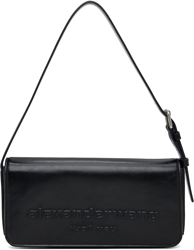 Alexander Wang: Black Punch Flap Shoulder Bag | SSENSE