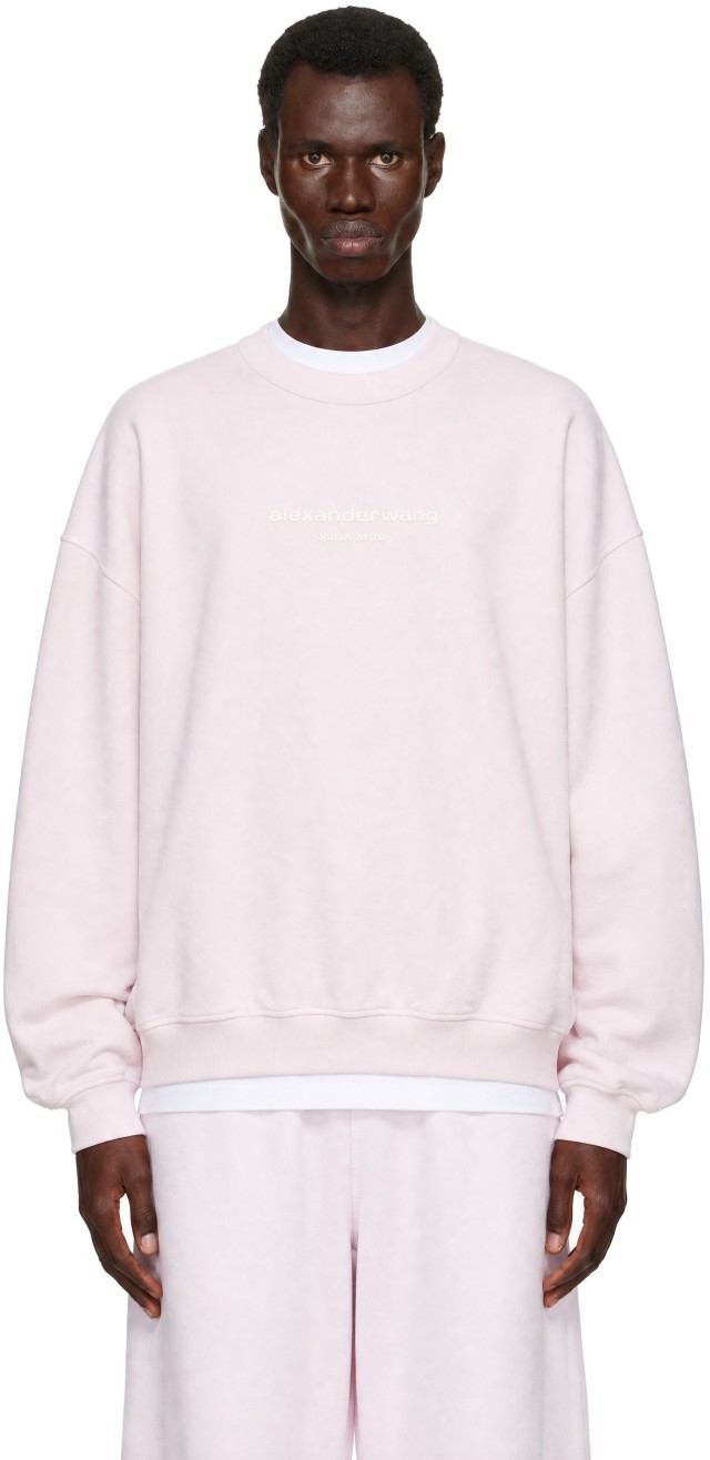 Alexander Wang: ピンク オーバーサイズ ロゴプリント スウェット