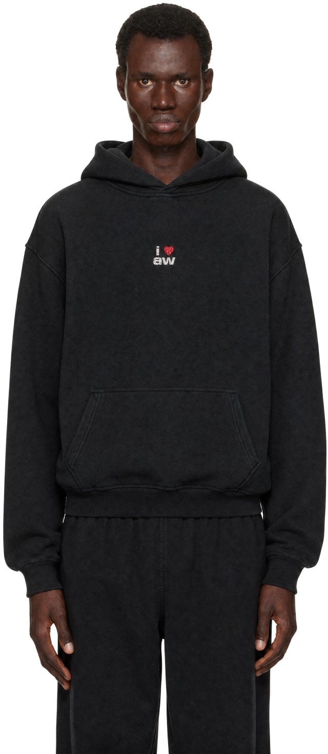 Alexander Wang: ブラック Crystal Hotfix 'I Heart AW' フーディ